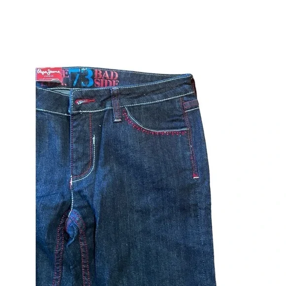 Pepe Straight Leg Jeans Women 30 Black Denim Mid-Rise 5-Pockets Dark Wash Cotton - Picture 8 of 8